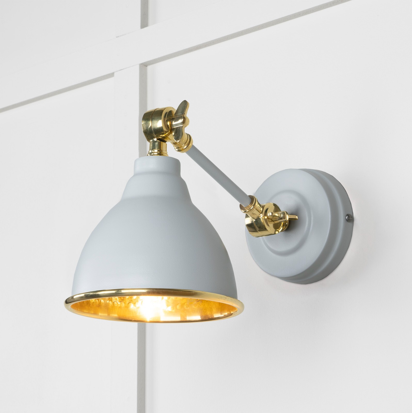 From The Anvil 49719SBI Hammered Brass Brindley Wall Light in Birch