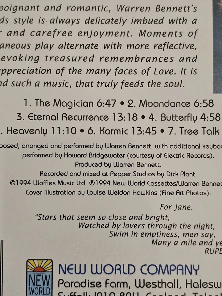 Secrets of the Heart by Warren Bennett (CD, 1994) New World Keyboard Very Good - Imagem 4 de 4