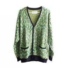 Wacko Maria x Guilty Parties Green Leopard Cardigan MEDIUM Mohair NWOT