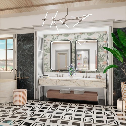 Black Framed LED Bathroom Mirror, With Dimmable Lights 32in x 32in - Picture 7 of 7