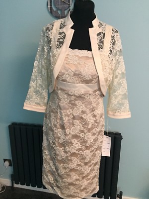 MOTHER OF THE BRIDE LACE DRESS SIZE 12 CREAM/ CAPPUCCINO VEROMIA BNWT | eBay