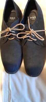 M&S Navy Blue Suede Brogues UK