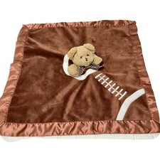 Bearington Baby Security Blanket Brown Bear Football Sports Lovey Minky Satin