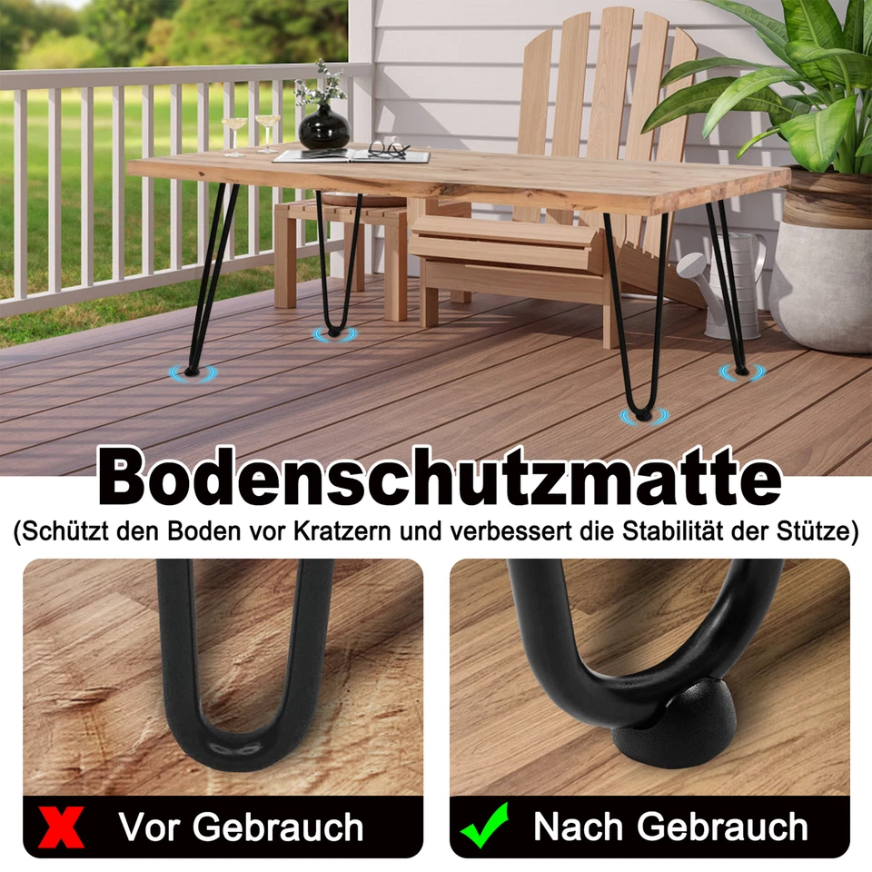 4x Hairpin Legs Set Haarnadelbeine 15-72 cm Hairpinlegs Tischbeine mit 2 Streben - Bild 2 von 4
