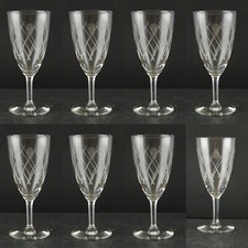 ANTICO ART DECO SERVIZIO 8 BICCHIERI CALICI CRISTALLO BOEMIA INCISI CM 17,5