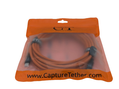 New Capture Tether Cable USB-C to USB-C - 16.4 Feet Bright Orange w/ Nylon Mesh