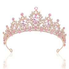 CAVETEE Crown for Women, Tiaras for Women Pink Princess and Queen Crown Cryst...