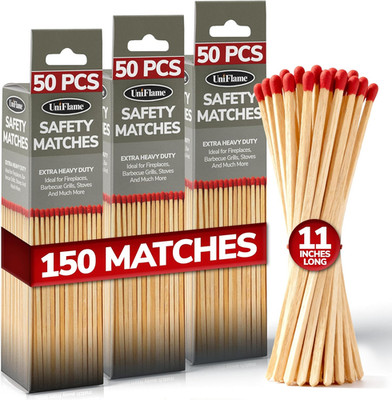11-Inch Extra Long Wooden Safety Matches (3 Pack) - Ideal for Lighting Fireplace