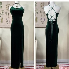 90s Y2k Velvet Lace Up Back Formal Dress Dark Fairy Whimsigoth Romantic Goth S