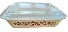 Vintage 1960's Pyrex 575B Gold Acorn Leaves Casserole Server Dish 2 Qt + Lid USA