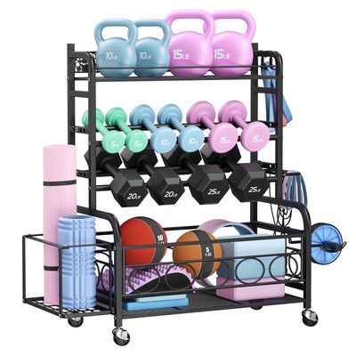 Dumbbell Rack, Weight Rack for Home Gym, Weight Rack for Dumbbells with Wheel...