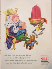 1956 vintage Jello Print Ad, Old King Cole Nursery Rhymes