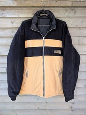 Down Impact USA Mens Large Navy Blue Beige Reversible Padded Fleece Coat Jacket