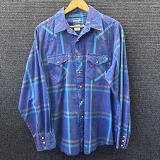 Vintage Wrangler Western Shirt Mens Large Pearl Button Snap Down Brushpopper