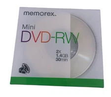 MEMOREX Mini DVD-RW Camcorder Discs 2 X 1.4GB 30 min Single Sided New & Sealed
