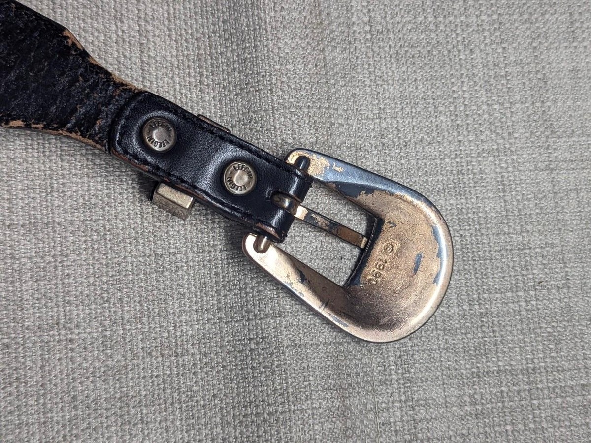 Silver Creek Black suede concho belt with tassels SZ 30 southwestern Navajo Vintage Navajo Sterling Silver Turquoise Concho Black  main image 3