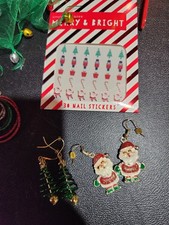 Womens And Kids Holiday Bundle Earrings, Hair Ties, Nail Stickers One Size