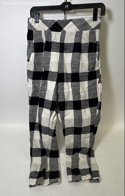 Free People Women's Black/White Checkerboard Ankle Trousers - Size S