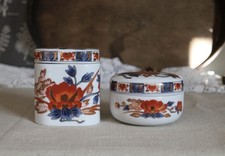 Two Japanese Porcelain Tins Linchmere Iwai Pottery Hand Painted Made In Japan 