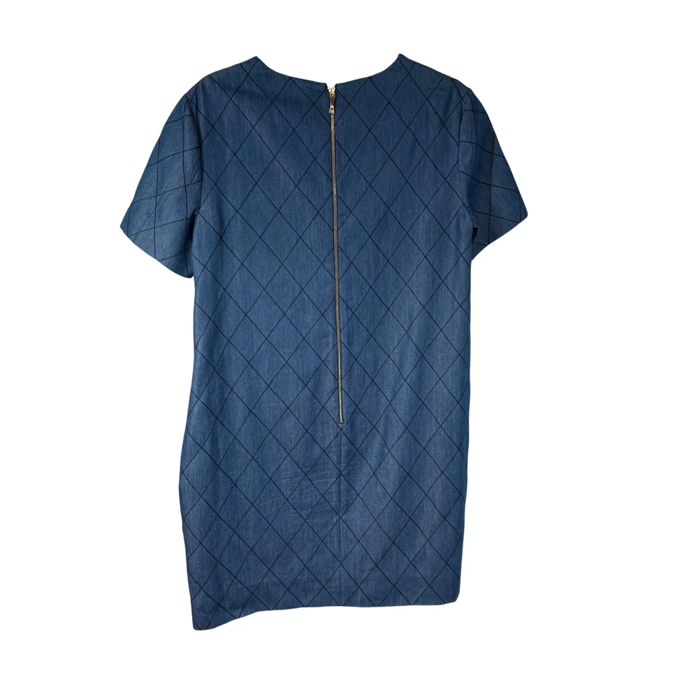 Vestido Kate Spade New York Denim Diamante Acolchado Manga Corta Talla 6 Foto 3 de 4