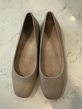 VIONIC Orinda Ballet Flats Women's 8 Leather Grey Square Toe Neutral Minimalist