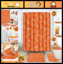 4-Piece Bathroom Set with Shower Curtain  Rugs, Harvest Design, Home Decor