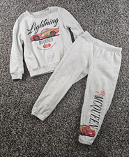 Disney Cars Lightning McQueen Boys Sz 5T Sweatshirt Sweatpants Set Gray Red