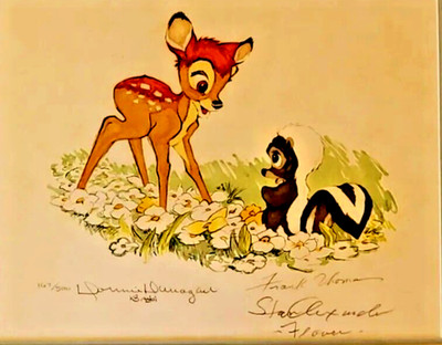 🟤Disney Bambi Unusual Flower Signed BY THREE Signed voice cast 🟤Disney Bambi Unusual Flower Signed BY THREE Signed voice cast