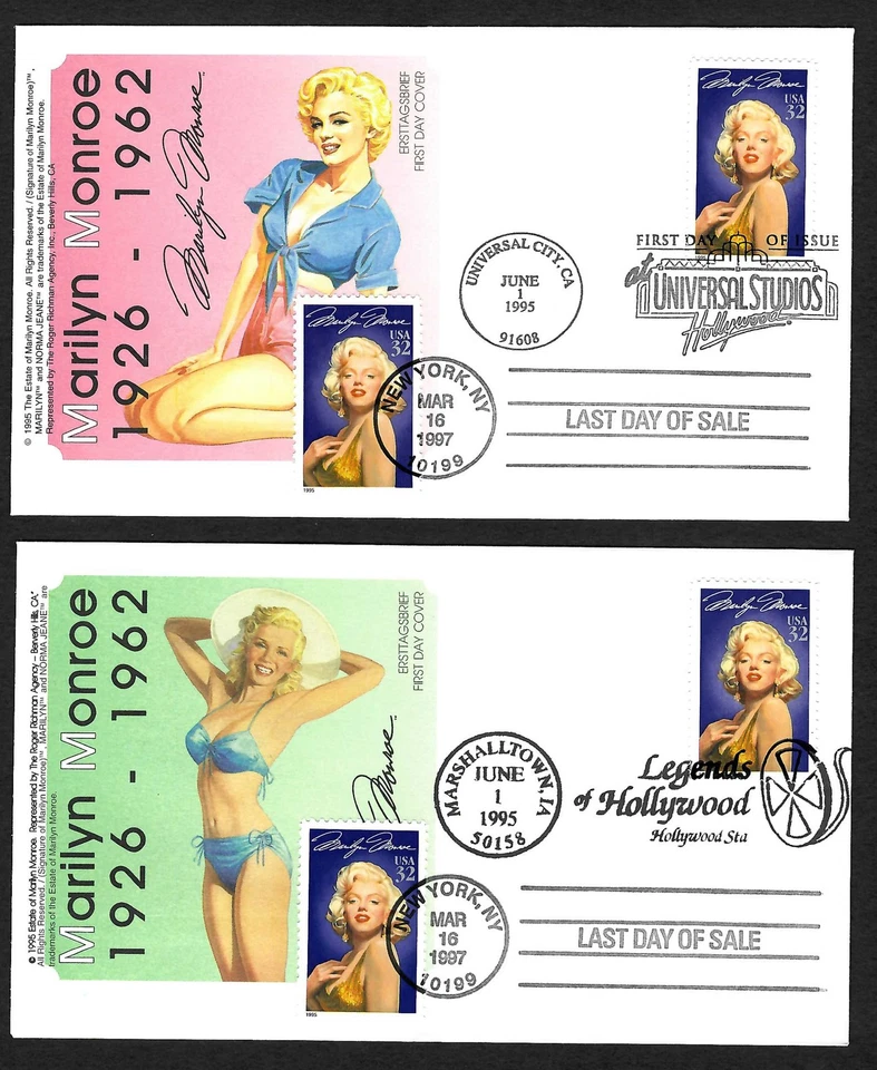 USA 1997: Planet Hollywood, Marilyn Monroe, Legends of Hollywood, 5x FDC - Bild 2 von 2