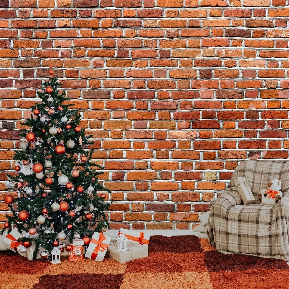 Telón de fondo de pared de ladrillo rojo de 10x8 pies para sesión de fotos tela de poliéster telón de fondo de ladrillo... Foto 4 de 4