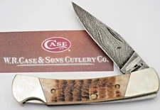 CASE XX USA 1 Dot 1989 ROG 61405 L D Lockback Rogers Bone Damascus Steel Unused