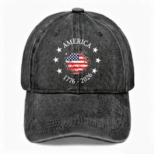 Unisex Patriotic Casual Washed Baseball Cap America 1776  2026 Adjustable Dad Hat