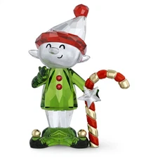 Swarovski Holiday Cheers Dulcis Elf and Candy Cane Figurine, Green, 5701852