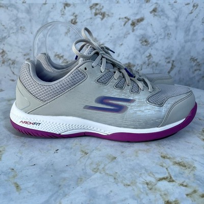 Skechers Viper Court Womens Size 10 Tennis Shoes Gray Purple