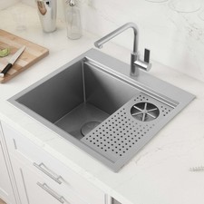 Ruvati 22" Drop In Topmount Glass Rinser Combo Workstation Sink - RVH8262ST
