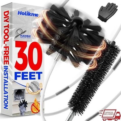 Dryer Vent Cleaning Kit 30ft Lint Brush Flexible Rod Fire Prevention Tool New