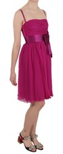 Dolce&Gabbana Women Pink Dress 100% Silk A-Line Bow A-Line Sleeveless Gown IT 38
