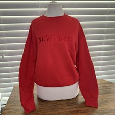 Red Fruit of the Loom New York Embroidered Sweatshirt Size Medium