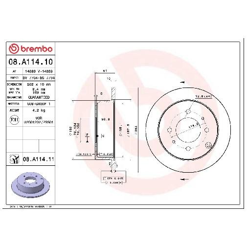 2X Bremsscheibe Hinten FüR Hyundai Sonata EF 2.5 2.7 98 Bis 04 Brembo Teil D4FA-image