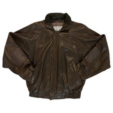 Robert Comstock Expedition Soft Brown Leather Bomber Jacket Men s Sz 42 Large
