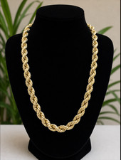 REAL 10K Yellow Gold Rope Chain Necklace 8mm 22" Inc Diamond Cut Men Women Gift