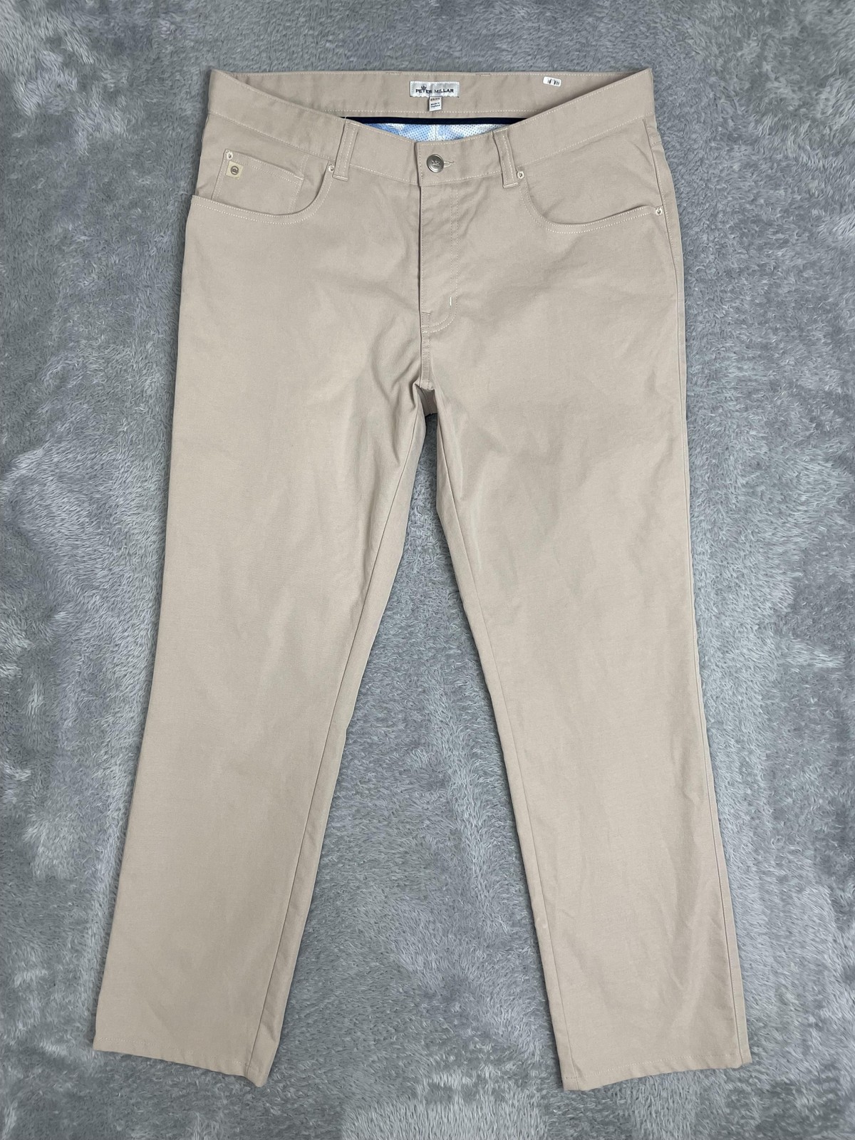Peter Millar Pants Mens 34x29 HEMMED Beige Performance 5 Pocket Golf Stretch