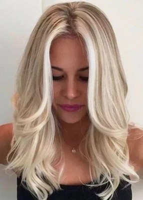 Human Hair New Women's Long Natural Light Blond Full Wig 20 Inch
