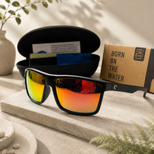 NEW Costa Del Mar Rincon Polarized UV Black Frame Orange Mirror Sunglasses