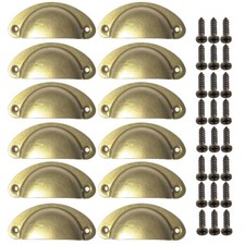 Mokife Cabinet Cup Pulls Brass, 3 inch 82mm Vintage Kitchen Cabinet Handles...