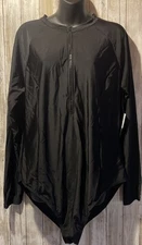 Womens Wave Zone 1 Piece Rashguard Swim Suit Sun Protection Black & Blue NWT