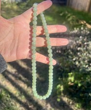 Beautiful Green 17" Genuine Nephrite Jade 8mm Bead Necklace B343