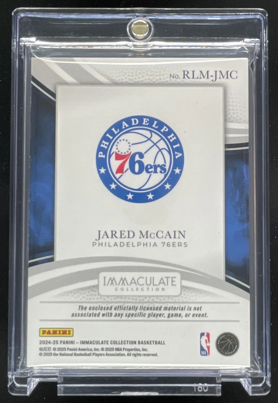 2024-25 Panini Immaculate Collection Rookie Logoman #RLM-JMC Jared McCain RC /5 view 2