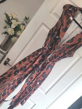 Ladies Leopard Print Waistcoat Gilet Long Belt Size 20 Plus Curves