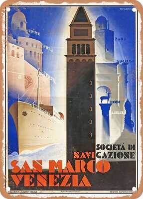 METAL SIGN - 1931 Navigation Company San Marco Venice Vintage Ad